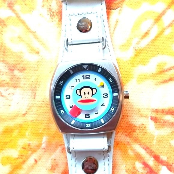 Y2k PAUL FRANKJulius & Friends Rare 70s Vibe White Wristband Chunky Analog main image 7